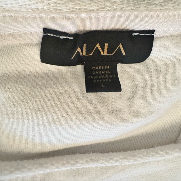 Alala women’s exhale asymmetric raw edge white terry cotton mix sweatshirt Sz L - Picture 7 of 8
